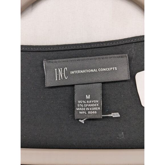 INC International Concept Peplum Blouse M Black Cold Shoulder Flutter Sleeve Top - Picture 5 of 10